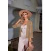 Zeagoo Kimono Cardigans for Women 3/4 Sleeves Open Front Lightweight Shrug Lace Bolero for Evening Dresses(Khaki)