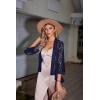 Zeagoo Kimono Cardigans for Women 3/4 Sleeves Open Front Lightweight Shrug Lace Bolero for Evening Dresses(Navy Blue)