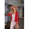 Zeagoo Kimono Cardigans for Women 3/4 Sleeves Open Front Lightweight Shrug Lace Bolero for Evening Dresses(Red)