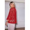 Zeagoo Kimono Cardigans for Women 3/4 Sleeves Open Front Lightweight Shrug Lace Bolero for Evening Dresses(Red)