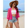 Zeagoo Kimono Cardigans for Women 3/4 Sleeves Open Front Lightweight Shrug Lace Bolero for Evening Dresses(Rose Red)