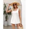 Zeagoo Sleeveless Tank Tops for Women Square Neck Dressy Tank Top Casual Outfits Loose Fitting Summer Tank White