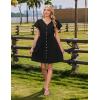 Zeagoo Summer Dress with Flutter Sleeves – Cotton Linen Beach A Line Casual Dress(Black)