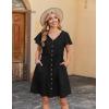 Zeagoo Summer Dress with Flutter Sleeves – Cotton Linen Beach A Line Casual Dress(Black)