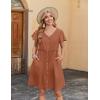 Zeagoo Summer Dress with Flutter Sleeves – Cotton Linen Beach A Line Casual Dress(Caramel)
