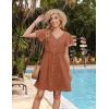 Zeagoo Summer Dress with Flutter Sleeves – Cotton Linen Beach A Line Casual Dress(Caramel)