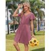 Zeagoo Summer Dress with Flutter Sleeves – Cotton Linen Beach A Line Casual Dress(Dusty Pink)