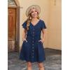 Zeagoo Summer Dress with Flutter Sleeves – Cotton Linen Beach A Line Casual Dress(Navy Blue)