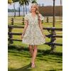 Zeagoo Summer Dress with Flutter Sleeves – Cotton Linen Beach A Line Casual Dress(Printed Beige)