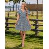 Zeagoo Summer Dress with Flutter Sleeves – Cotton Linen Beach A Line Casual Dress(Printed Blue)