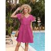 Zeagoo Summer Dress with Flutter Sleeves – Cotton Linen Beach A Line Casual Dress(Rose Red)