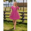 Zeagoo Summer Dress with Flutter Sleeves – Cotton Linen Beach A Line Casual Dress(Rose Red)
