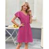 Zeagoo Summer Dress with Flutter Sleeves – Cotton Linen Beach A Line Casual Dress(Rose Red)