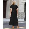 Zeagoo Summer Dresses for Women 2026 Maxi Dresses Vacation Sundress Short Sleeve Casual Sundresses Split Dress with Pockets(A-black)