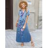 Zeagoo Summer Dresses for Women 2026 Maxi Dresses Vacation Sundress Short Sleeve Casual Sundresses Split Dress with Pockets(A-floral-bf171)