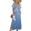 Zeagoo Summer Dresses for Women 2026 Maxi Dresses Vacation Sundress Short Sleeve Casual Sundresses Split Dress with Pockets(A-floral-bf171)