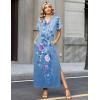 Zeagoo Summer Dresses for Women 2026 Maxi Dresses Vacation Sundress Short Sleeve Casual Sundresses Split Dress with Pockets(A-floral-bf171)