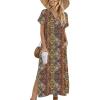 Zeagoo Summer Dresses for Women 2026 Maxi Dresses Vacation Sundress Short Sleeve Casual Sundresses Split Dress with Pockets(A-floral-mz721)