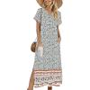 Zeagoo Summer Dresses for Women 2026 Maxi Dresses Vacation Sundress Short Sleeve Casual Sundresses Split Dress with Pockets(A-floral-mz914)