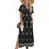 Zeagoo Summer Dresses for Women 2026 Maxi Dresses Vacation Sundress Short Sleeve Casual Sundresses Split Dress with Pockets(A-floral-mz921)