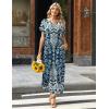 Zeagoo Summer Dresses for Women 2026 Maxi Dresses Vacation Sundress Short Sleeve Casual Sundresses Split Dress with Pockets(A-floral-mz924)