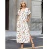 Zeagoo Summer Dresses for Women 2026 Maxi Dresses Vacation Sundress Short Sleeve Casual Sundresses Split Dress with Pockets(A-floral-wf109)