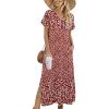 Zeagoo Summer Dresses for Women 2026 Maxi Dresses Vacation Sundress Short Sleeve Casual Sundresses Split Dress with Pockets(A-floral-xh518)