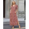 Zeagoo Summer Dresses for Women 2026 Maxi Dresses Vacation Sundress Short Sleeve Casual Sundresses Split Dress with Pockets(A-floral-xh518)