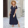 Zeagoo Summer Dresses for Women 2026 Maxi Dresses Vacation Sundress Short Sleeve Casual Sundresses Split Dress with Pockets(Blue)