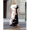 Zeagoo Summer Dresses for Women 2026 Maxi Dresses Vacation Sundress Short Sleeve Casual Sundresses Split Dress with Pockets(Floral-bf348)