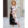 Zeagoo Summer Dresses for Women 2026 Maxi Dresses Vacation Sundress Short Sleeve Casual Sundresses Split Dress with Pockets(Floral-bf348)