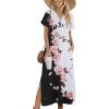 Zeagoo Summer Dresses for Women 2026 Maxi Dresses Vacation Sundress Short Sleeve Casual Sundresses Split Dress with Pockets(Floral-bf348)