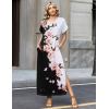 Zeagoo Summer Dresses for Women 2026 Maxi Dresses Vacation Sundress Short Sleeve Casual Sundresses Split Dress with Pockets(Floral-bf348)