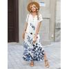 Zeagoo Summer Dresses for Women 2026 Maxi Dresses Vacation Sundress Short Sleeve Casual Sundresses Split Dress with Pockets(Floral-wf118)
