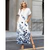 Zeagoo Summer Dresses for Women 2026 Maxi Dresses Vacation Sundress Short Sleeve Casual Sundresses Split Dress with Pockets(Floral-wf118)