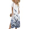 Zeagoo Summer Dresses for Women 2026 Maxi Dresses Vacation Sundress Short Sleeve Casual Sundresses Split Dress with Pockets(Floral-wf118)