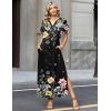 Zeagoo Summer Dresses for Women 2026 Maxi Dresses Vacation Sundress Short Sleeve Casual Sundresses Split Dress with Pockets(Floral-wf120)