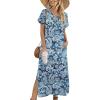 Zeagoo Summer Dresses for Women 2026 Maxi Dresses Vacation Sundress Short Sleeve Casual Sundresses Split Dress with Pockets(Floral-yg8)