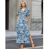 Zeagoo Summer Dresses for Women 2026 Maxi Dresses Vacation Sundress Short Sleeve Casual Sundresses Split Dress with Pockets(Floral-yg8)