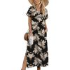 Zeagoo Summer Dresses for Women 2026 Maxi Dresses Vacation Sundress Short Sleeve Casual Sundresses Split Dress with Pockets(Floral-zw29)