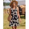 Zeagoo Summer Dresses for Women 2026 Sleeveless Dress V Neck Tank Dress Pleated Floral Tshirt Sundresses with Pockets(Black- Khaki Leaf)