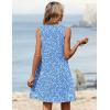 Zeagoo Summer Dresses for Women 2026 Sleeveless Dress V Neck Tank Dress Pleated Floral Tshirt Sundresses with Pockets(Blue Floral)
