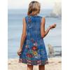 Zeagoo Summer Dresses for Women 2026 Sleeveless Dress V Neck Tank Dress Pleated Floral Tshirt Sundresses with Pockets(Blue Floral Print)