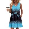 Zeagoo Summer Dresses for Women 2026 Sleeveless Dress V Neck Tank Dress Pleated Floral Tshirt Sundresses with Pockets(Butterfly-printed)