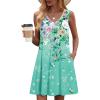 Zeagoo Summer Dresses for Women 2026 Sleeveless Dress V Neck Tank Dress Pleated Floral Tshirt Sundresses with Pockets(Floral-6)
