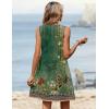 Zeagoo Summer Dresses for Women 2026 Sleeveless Dress V Neck Tank Dress Pleated Floral Tshirt Sundresses with Pockets(Green Floral)