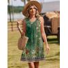 Zeagoo Summer Dresses for Women 2026 Sleeveless Dress V Neck Tank Dress Pleated Floral Tshirt Sundresses with Pockets(Green Floral)