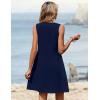 Zeagoo Summer Dresses for Women 2026 Sleeveless Dress V Neck Tank Dress Pleated Floral Tshirt Sundresses with Pockets(Navy Blue)