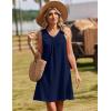 Zeagoo Summer Dresses for Women 2026 Sleeveless Dress V Neck Tank Dress Pleated Floral Tshirt Sundresses with Pockets(Navy Blue)