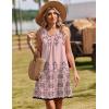 Zeagoo Summer Dresses for Women 2026 Sleeveless Dress V Neck Tank Dress Pleated Floral Tshirt Sundresses with Pockets(Pink Print)